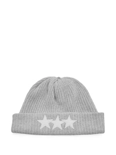 Chrome Hearts Star-patch Beanie Hat In Gray