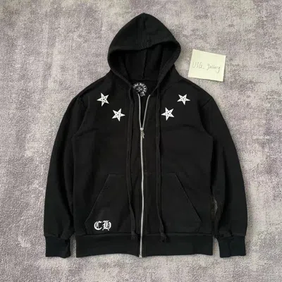 Pre-owned Chrome Hearts Stars Scroll Hollywood Logo Zip Up Hoodie In Black
