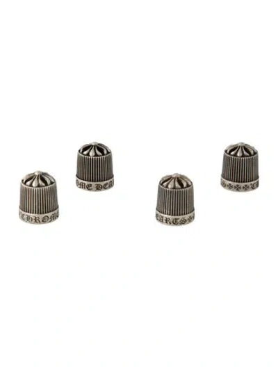 Pre-owned Chrome Hearts Sterling Set Of 4 Valve Caps In Metallic/silver
