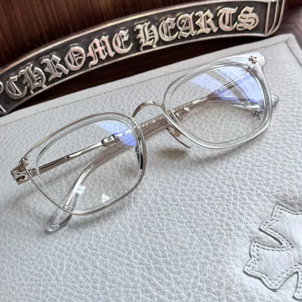 Pre-owned Chrome Hearts Strapadictome Glasses In Crystal