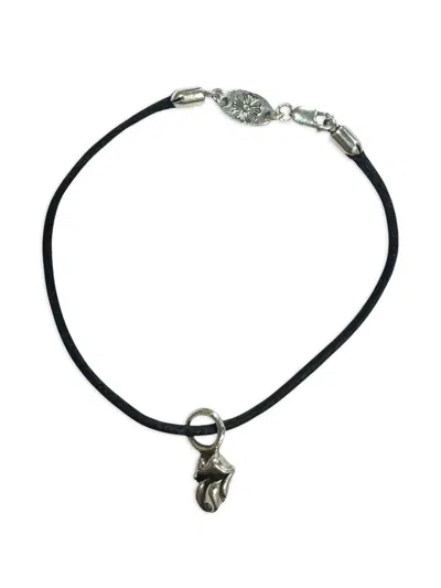 Chrome Hearts The Rolling Stones Diamond-pendant Cord Necklace In Black
