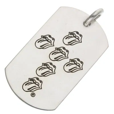 Pre-owned Chrome Hearts The Rolling Stones Fucker Large Dog Tag In Silver