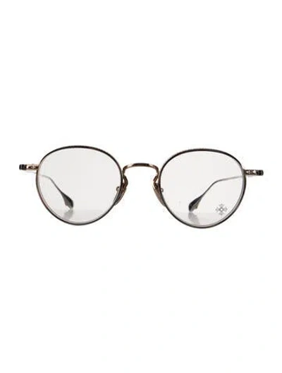 Pre-owned Chrome Hearts Thick Round Eyeglasses In Gold