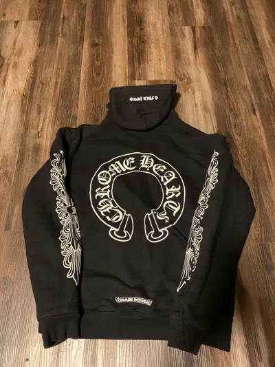 Pre-owned Chrome Hearts Thrashed  Horseshoe Zip Up Hoodie In Black
