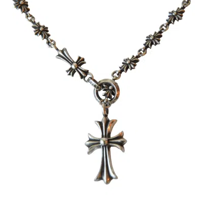 Chrome Hearts Tiny E Choke Chain With Tiny Fat Cross Necklace In Pink
