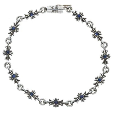 Pre-owned Chrome Hearts Tiny Plus Sapphire Bracelet In Silver