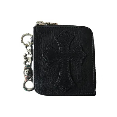 Chrome Hearts Tiny Zip Leather Coin Pouch Wallet Black