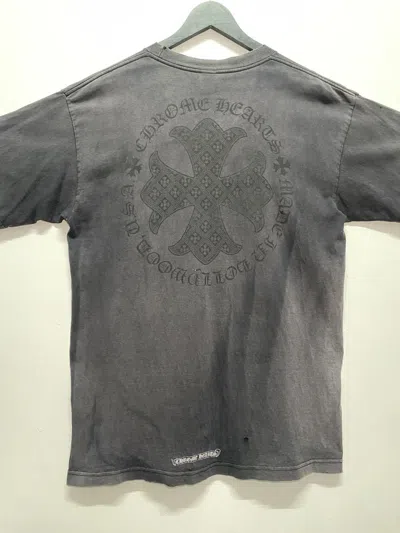 Pre-owned Chrome Hearts Trashed Vintage 2000s Cross Hollywood Exclusive Tee In Black