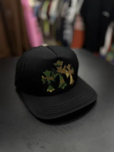 Pre-owned Chrome Hearts Triple Camo Cross Snapback Hat  In Black