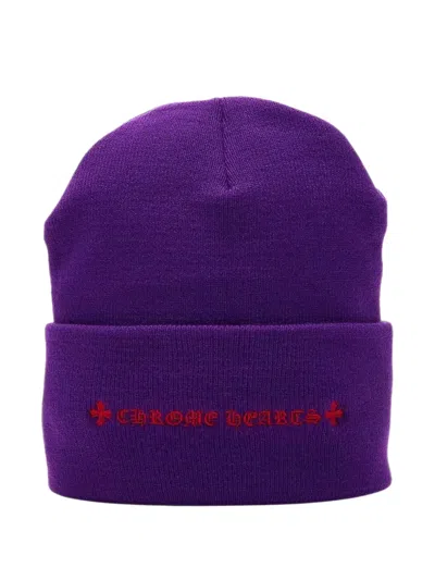 Chrome Hearts Triple Cross Beanie Hat In Purple