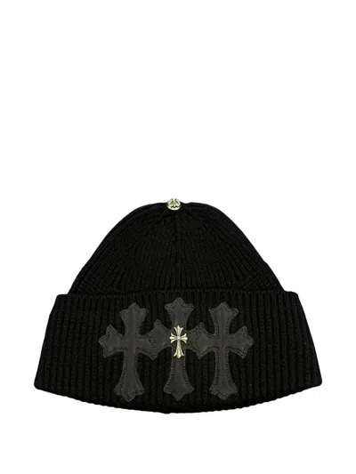 Chrome Hearts Triple Cross Cashmere Beanie Hat In Black
