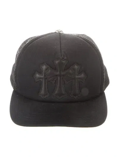 Pre-owned Chrome Hearts Triple Cross Cemetery Trucker Hat In Black