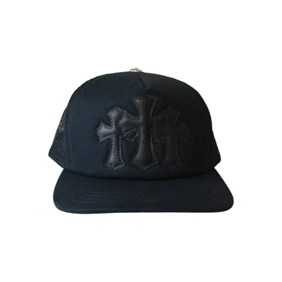Chrome Hearts Triple Cross Cemetery Trucker Hat Black In Blue