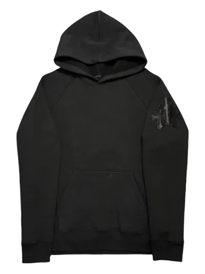 Chrome Hearts Triple Cross Leather-patch Hoodie In Black