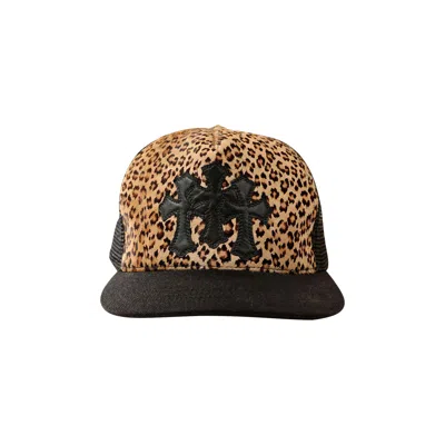 Pre-owned Chrome Hearts Triple Cross Patch Leopard Trucker Hat 'multicolor' | Multi-color | Men's Size Onesize