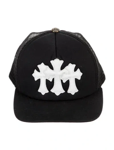 Pre-owned Chrome Hearts Triple Cross Trucker Hat In Black