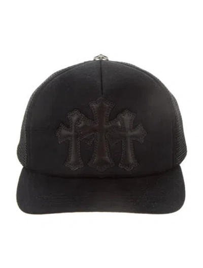 Pre-owned Chrome Hearts Triple Cross Trucker Hat In Black