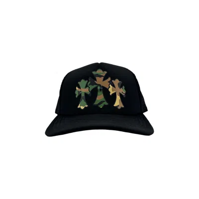 Pre-owned Chrome Hearts Triple Cross Trucker Hat 'black/black'