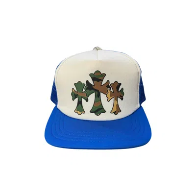 Pre-owned Chrome Hearts Triple Cross Trucker Hat 'blue/white'