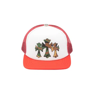 Pre-owned Chrome Hearts Triple Cross Trucker Hat 'red/white'