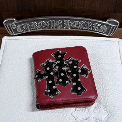 Pre-owned Chrome Hearts Triple Poka Dot Cross Patch Bifold Wallet