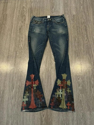 Pre-owned Chrome Hearts True Religion 1 Of 1 Custom Cross Patch Jeans In Multicolor