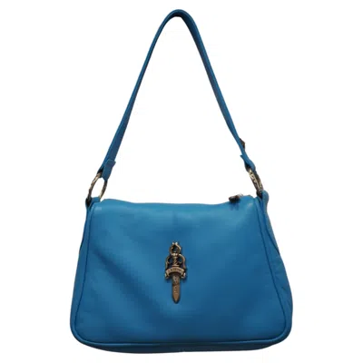 Pre-owned Chrome Hearts Turquoise Leather Bag In Blue