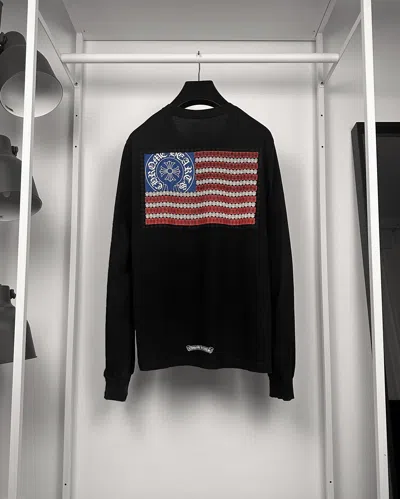 Pre-owned Chrome Hearts Usa Flag Dagger Horseshoe Longsleeve In Black