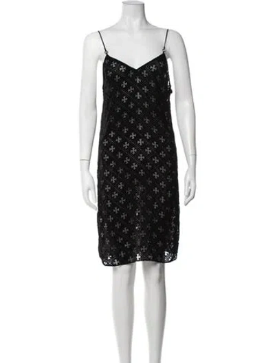 Pre-owned Chrome Hearts Velvet Burnout Hollow Cross Mini Dress In Black