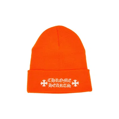 Pre-owned Chrome Hearts Verical Logo Beanie 'orange'