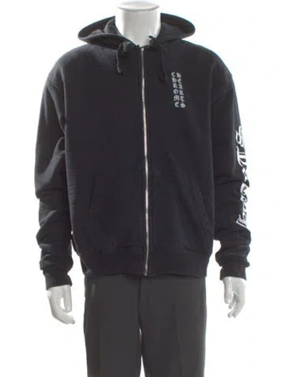 Pre-owned Chrome Hearts Vertical Logo Graphic Print Hoodie In Black