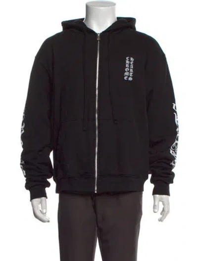 Pre-owned Chrome Hearts Vertical Logo Graphic Print Hoodie In Black
