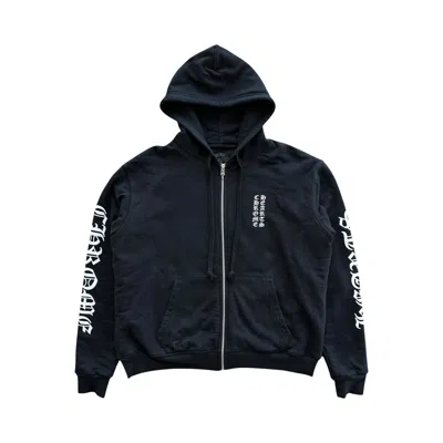 Pre-owned Chrome Hearts Vertical Logo Thermal Lined Zip Up 'black' | Men's Size L
