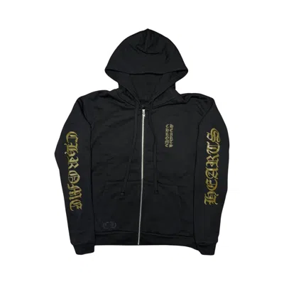Pre-owned Chrome Hearts Vertical Logo Zip Up Hoodie 'black/army Green' | Men's Size Xl