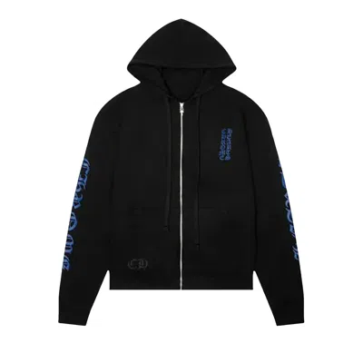 Pre-owned Chrome Hearts Vertical Logo Zip-up Hoodie 'black/blue' | Men's Size Xxl