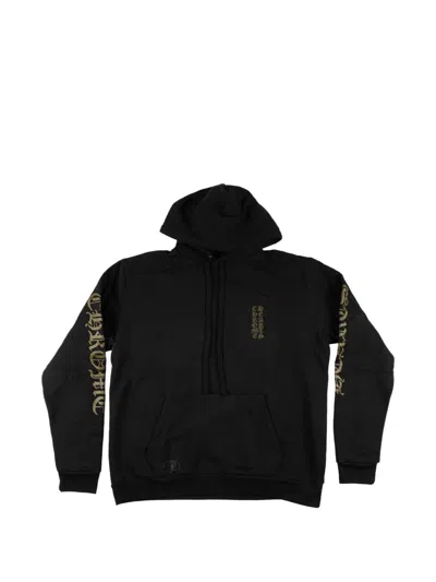 Chrome Hearts Vertical-logo Hoodie In Black