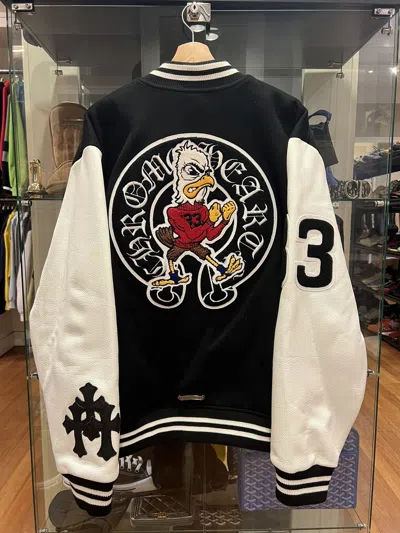 Pre-owned Chrome Hearts Vic Eagle Varsity Jacket Leather Cross Patch In Black