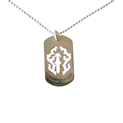 Chrome Hearts Vine Dagger Cut Out Dog Tag Pendant With Ball Chain Necklace