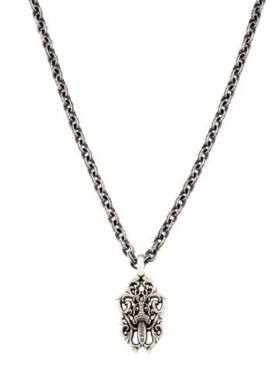 Pre-owned Chrome Hearts Vine Dagger Pendant W/paper Chain Necklace, 18.25" In Multi