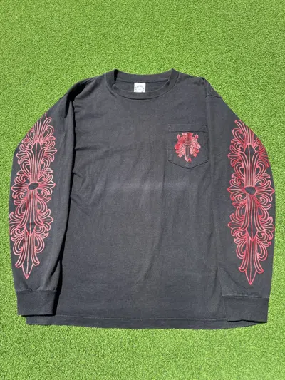 Pre-owned Chrome Hearts Vintage 90's Sunfaded Floral Dagger Longsleeve In Black