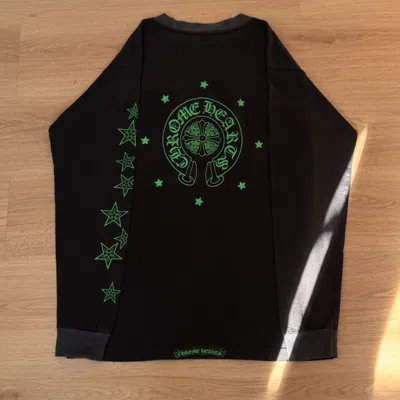 Pre-owned Chrome Hearts Vintage  Green Stars Long Sleeve In Black