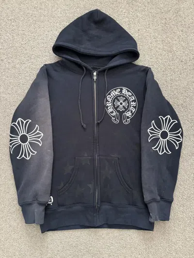 Pre-owned Chrome Hearts Vintage  Thermal Scroll & Stars Dagger Zip Up In Black