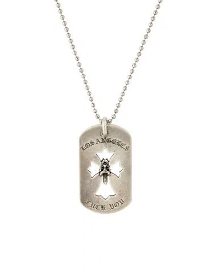 Pre-owned Chrome Hearts Vintage Dagger Dog Tag Pendant, 24" In Multi