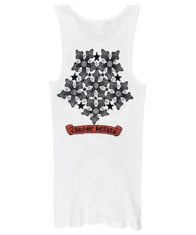 Pre-owned Chrome Hearts Vintage Orange Scroll Ninja Star Tank Top In White
