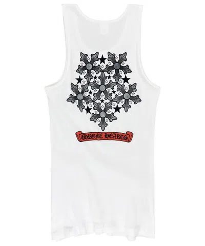 Pre-owned Chrome Hearts Vintage Orange Scroll Ninja Star Tank Top In White