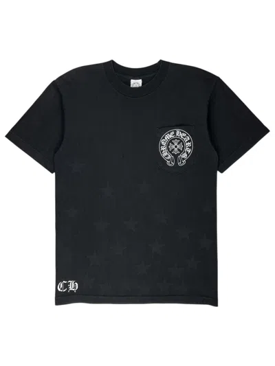 Pre-owned Chrome Hearts Vintage Star Scroll Logo Faded Pocket Tshirt In Black