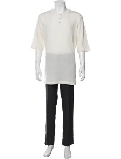 Pre-owned Chrome Hearts Waffle Knit Wool Henley In Neutrals