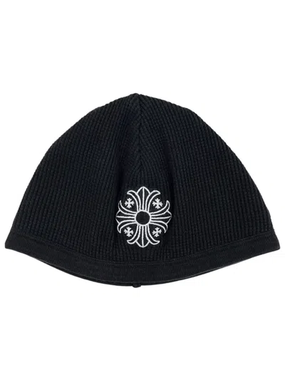 Pre-owned Chrome Hearts Waffle Thermal Plus Cross Embroidered Beanie In Black