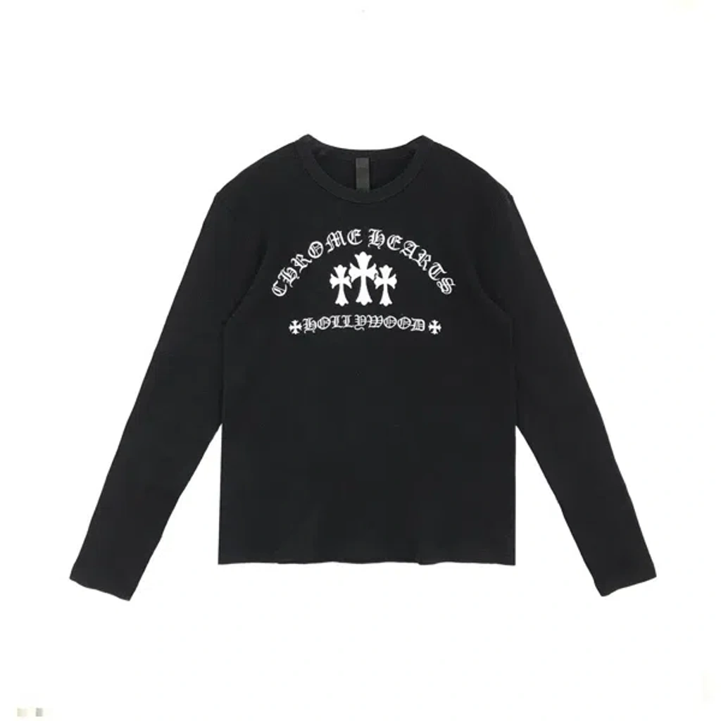 Pre-owned Chrome Hearts Waffle Triple Cross Long Sleeve Tee In