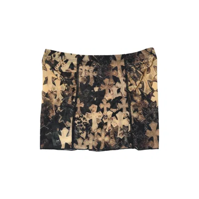 Chrome Hearts Waterfall Cross Patch Print Mesh Mini Skirt In Xs